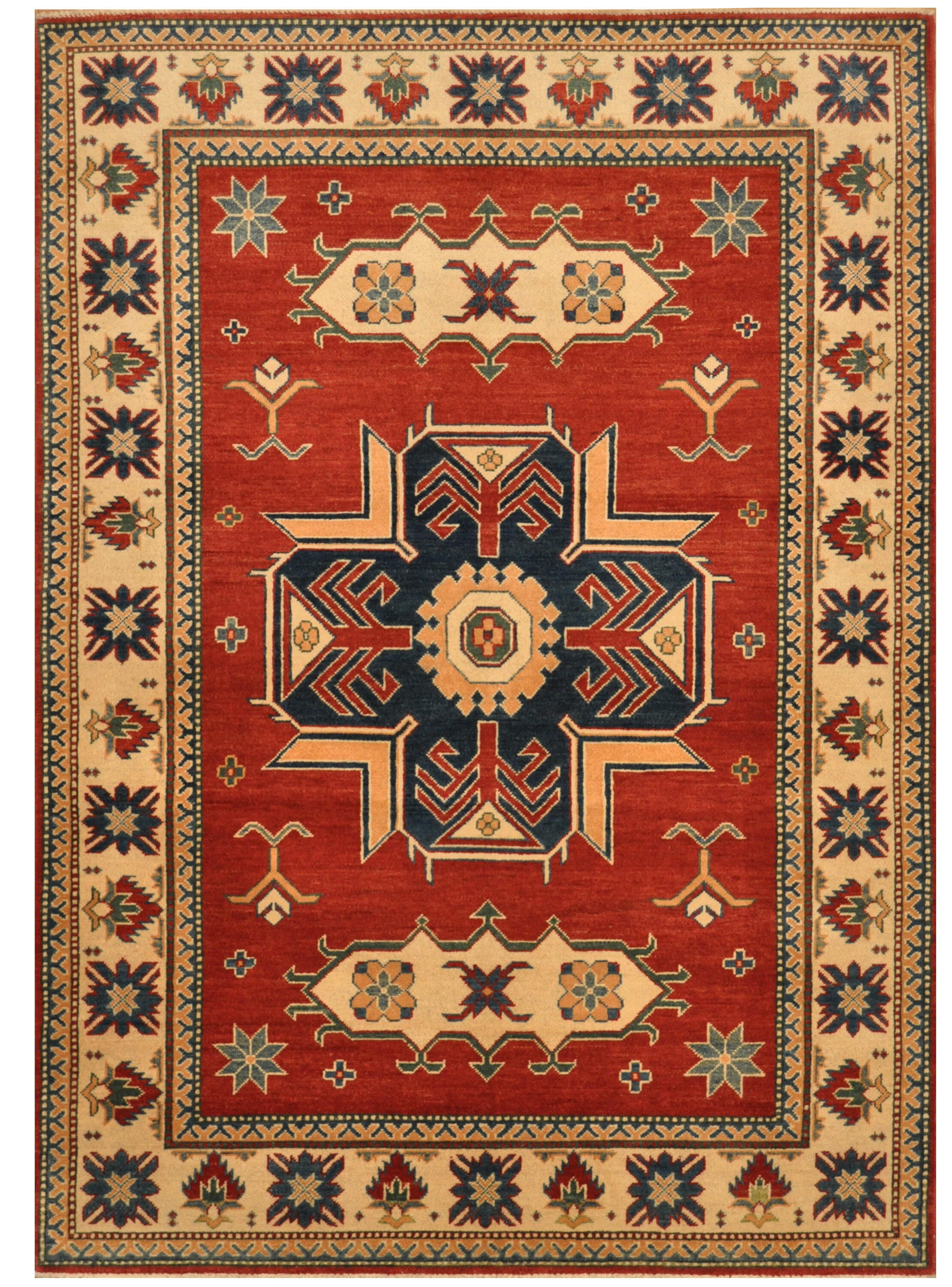 Bloomsbury Market One Of A Kind Monestime Hand Knotted Kazak Red 5 X 7 Wool Area Rug Wayfair