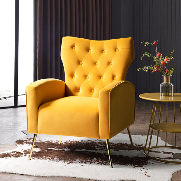 mustard wingback chair