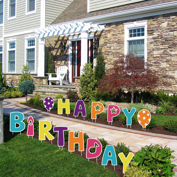 FREE SHIPPING Birthday Lawn Decoration Happy Birthday Letters Yard Card 