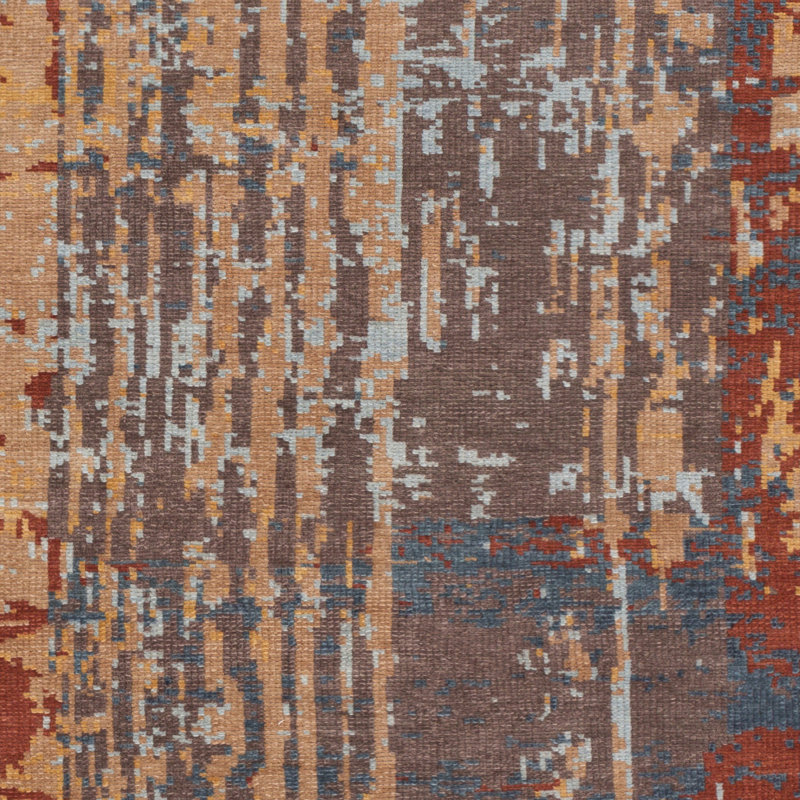 Bungalow Rose Pelayo Abstract Hand Knotted Wool Burgundy Tan Area