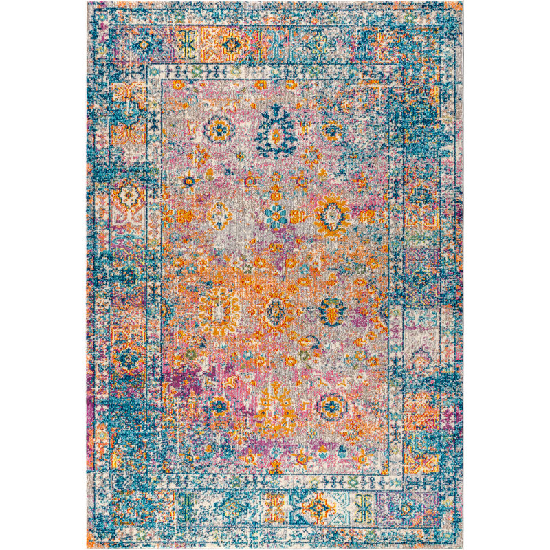 Bungalow Rose Lathan Pink Blue Orange Area Rug Reviews Wayfair Bungalow Rose Lathan Pink Blue Orange