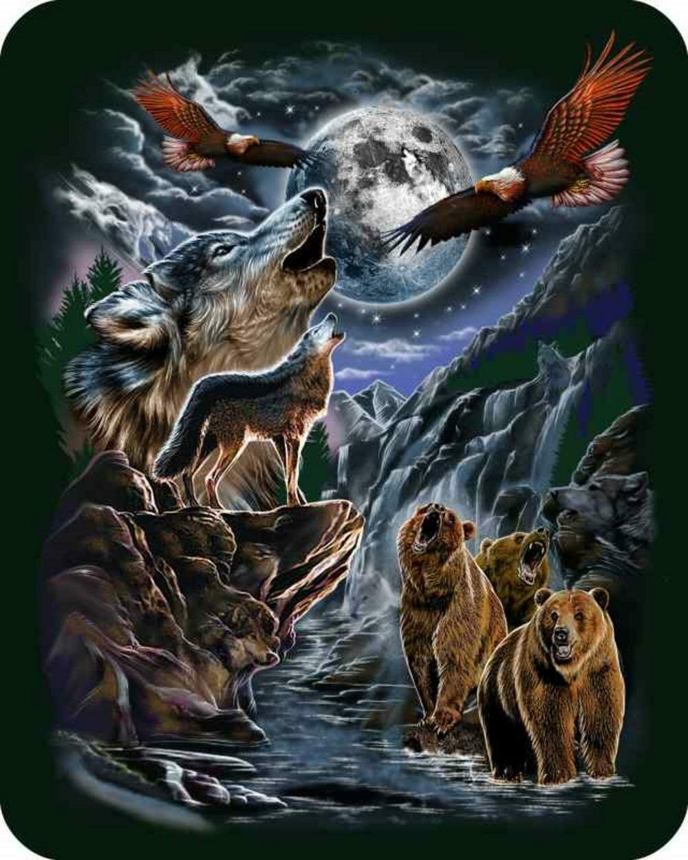 Millwood Pines Bretz Wildlife Montage Seven Hidden Wolves Blanket Wayfair