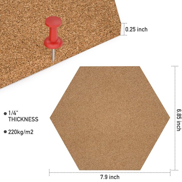 Cork Bulletin Board Tiles Adhesive Mountain Shape Corkboard with 36pcs Push Pins 