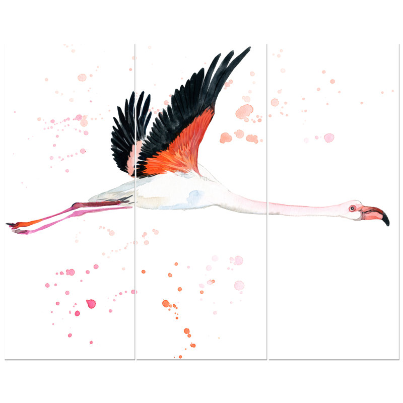 East Urban Home Watercolor Pink Flamingo Watercolor Painting