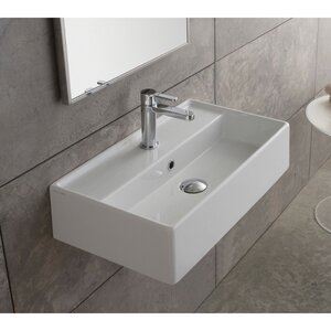 Teorema Ceramic Rectangular Vessel Bathroom Sink with Overflow