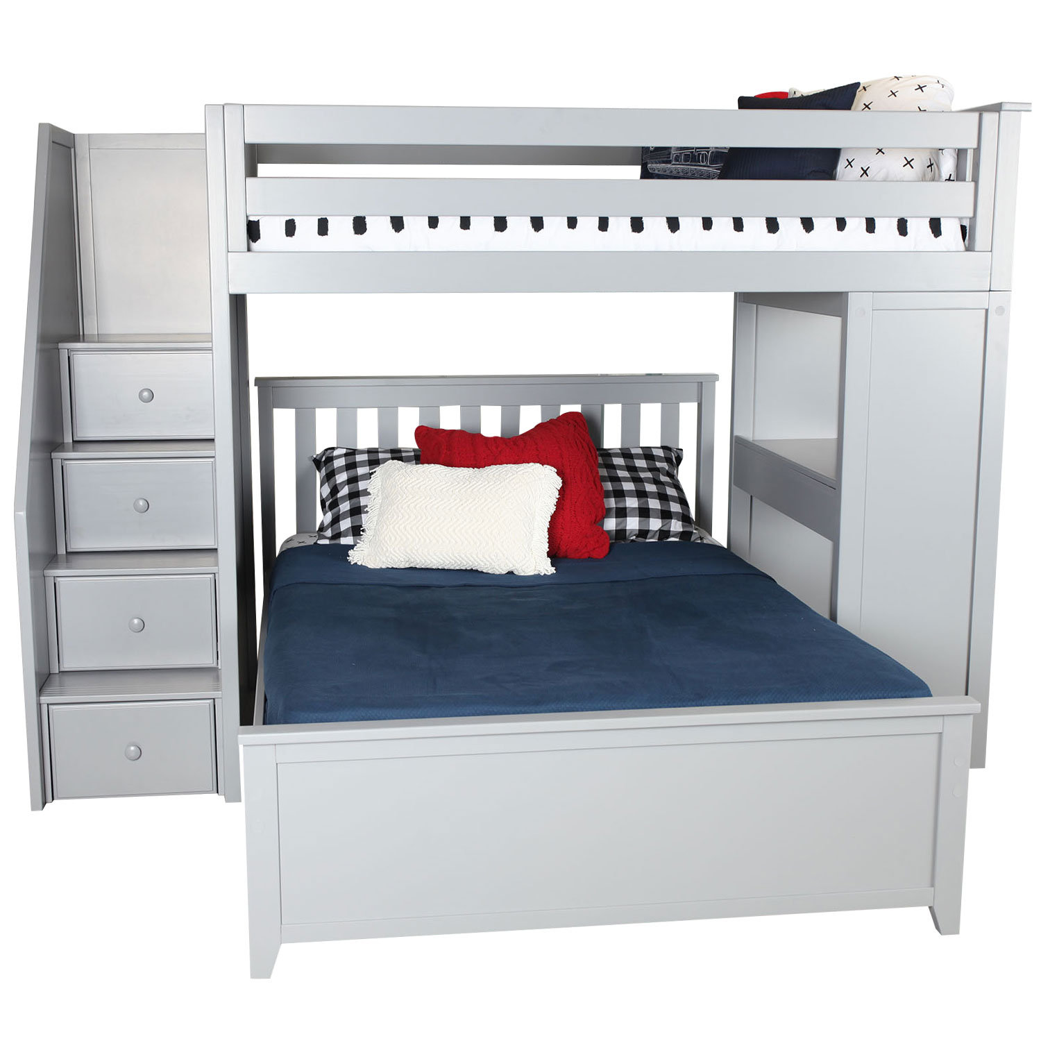 twin over full l shaped bunk bed with stairs