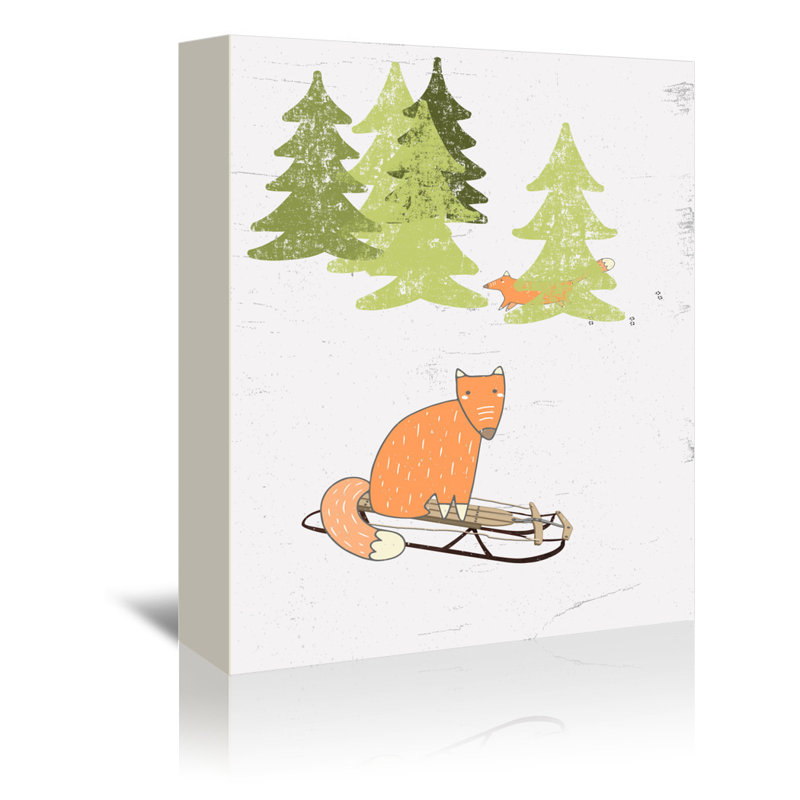 East Urban Home Winter Forest Snow Fox Animal 2 Graphic Art Print On Canvas Wayfair