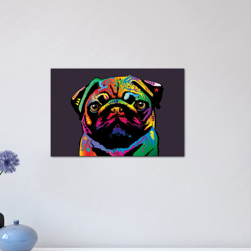 East Urban Home Rainbow Pug On Plum Gray Graphic Art On Wrapped