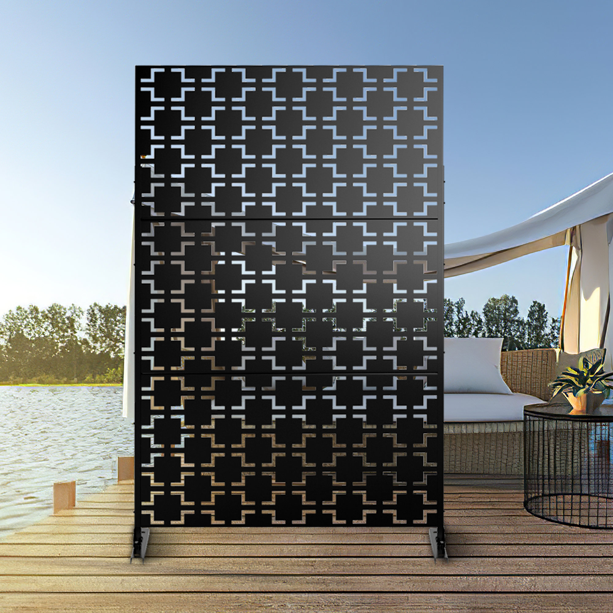 MAYEERTY 6.5 ft. H x 4 ft. W Metal Privacy Screen & Reviews | Wayfair