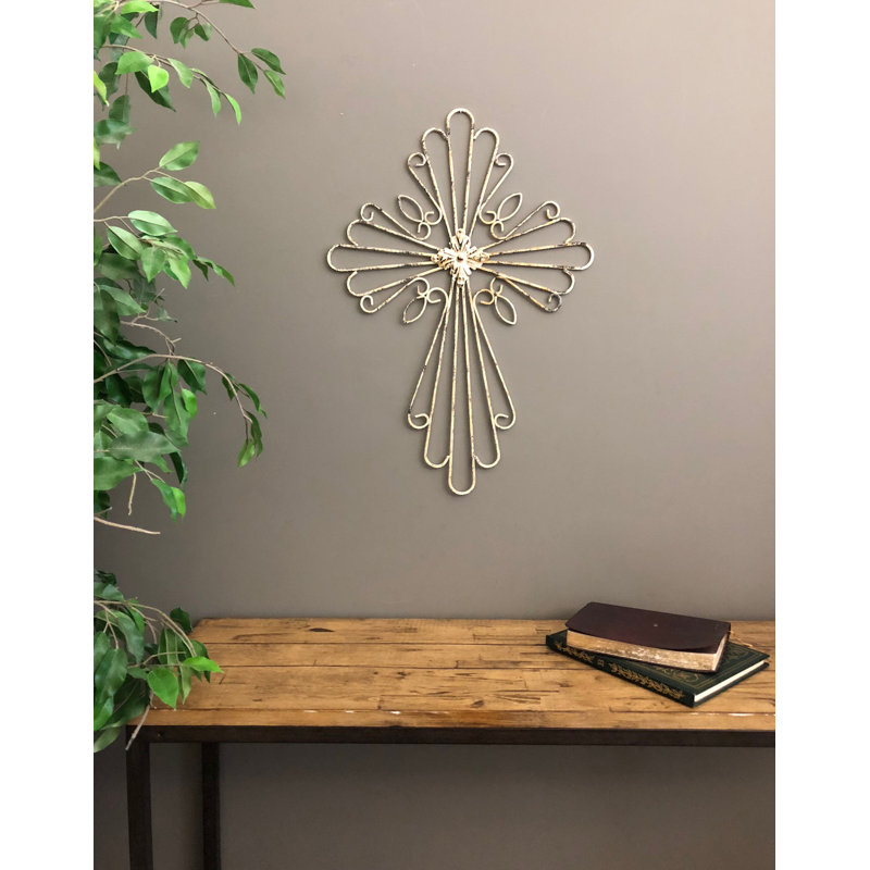 Fleur De Lis Living Metal 3 Dimensional Distressed Wall Cross Wall