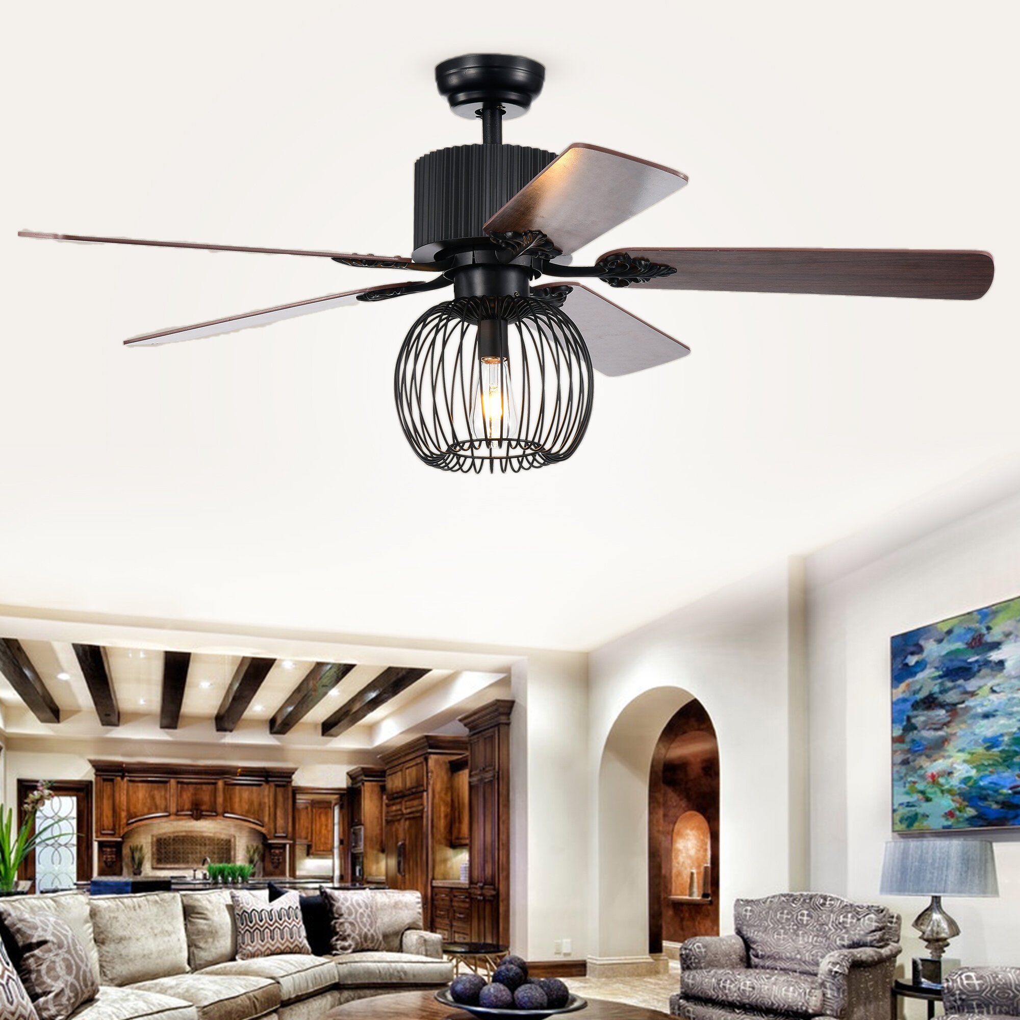 Brayden Studio® Bollingt Ceiling Fan with Light Kit | Wayfair