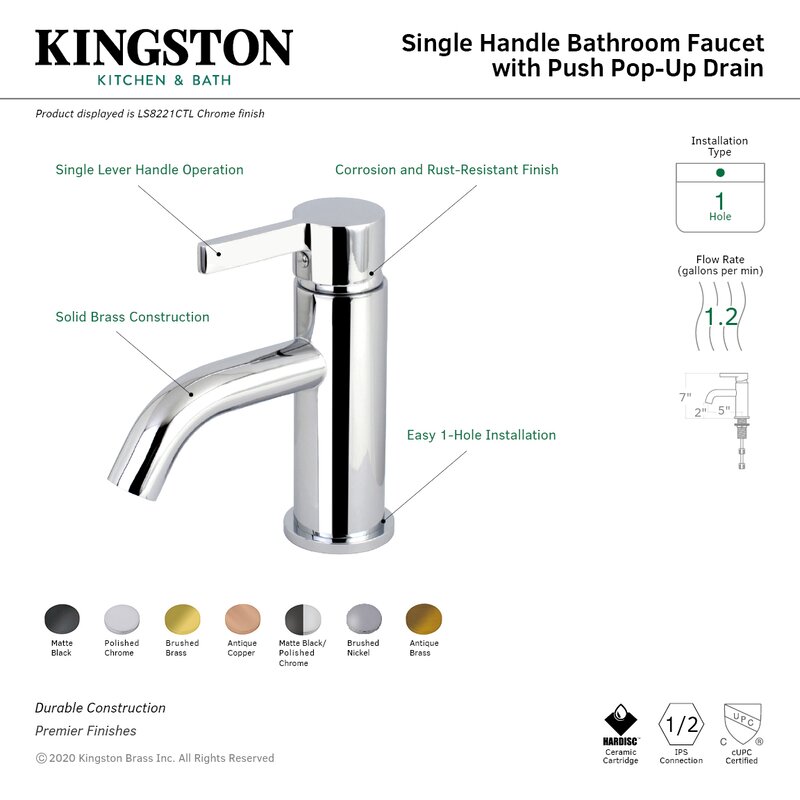 Kingston Brass Continental Monoblock Bathroom Faucet With Drain Assembly Reviews Wayfair