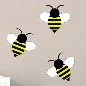 Set of 3 Printed Bumble Bees Wall Decals