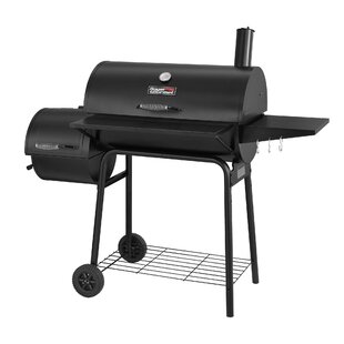 Outdoor Camping Backyard Barbecue Griller Black ROVSUN BBQ Charcoal Grill with Offset Smoker & Side Fire Box 