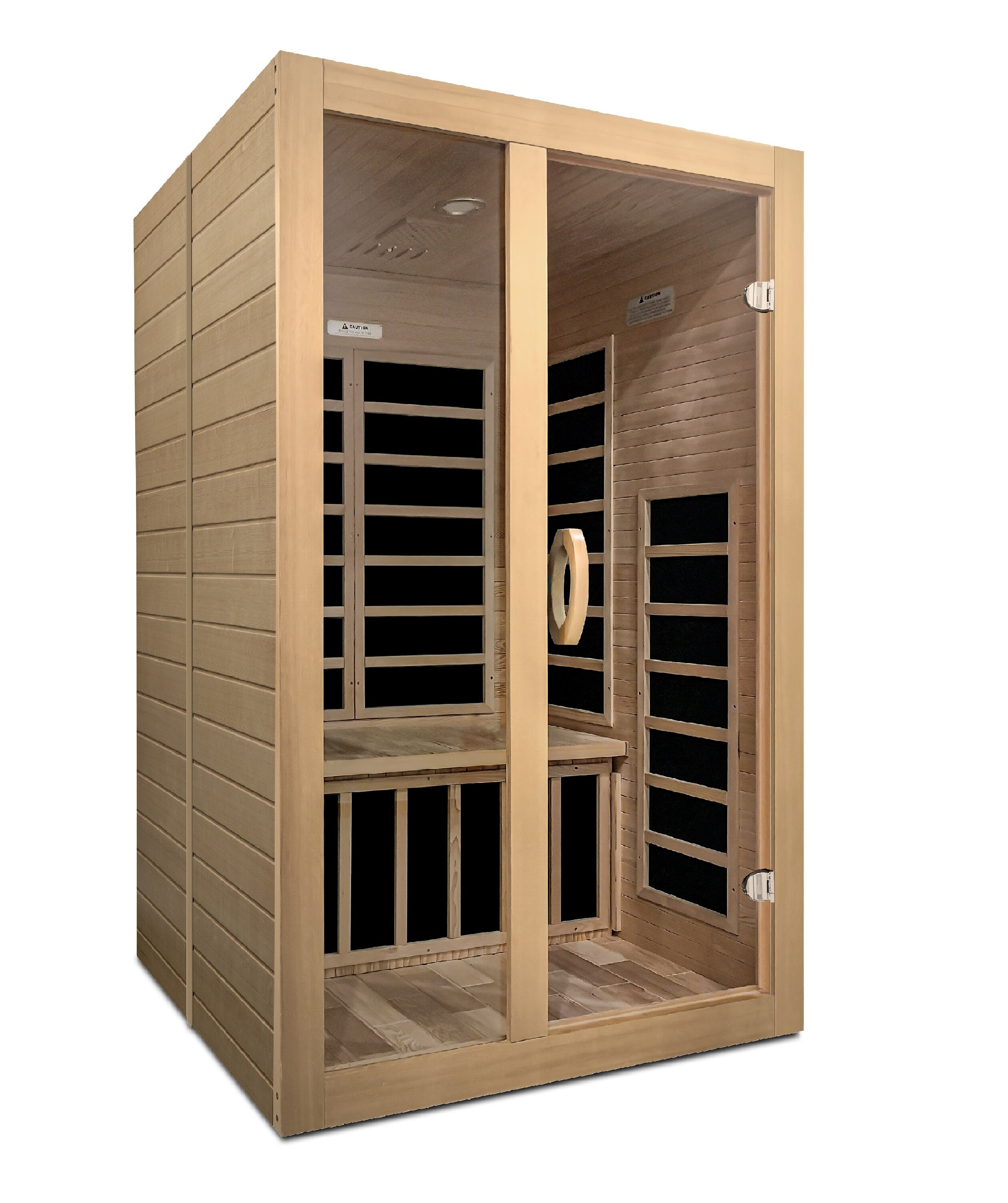 Backrests 7 Color Therapy Light 6 Infra-Wave Carbon Composite Heaters Built In MP3//AUX//CD//FM Stereo with Speakers Robe Hooks and Magaz Superior Cedar Construction for the Highest Quality Spa Experience Hanko 2 Person Pre-Built FAR Infrared Sauna