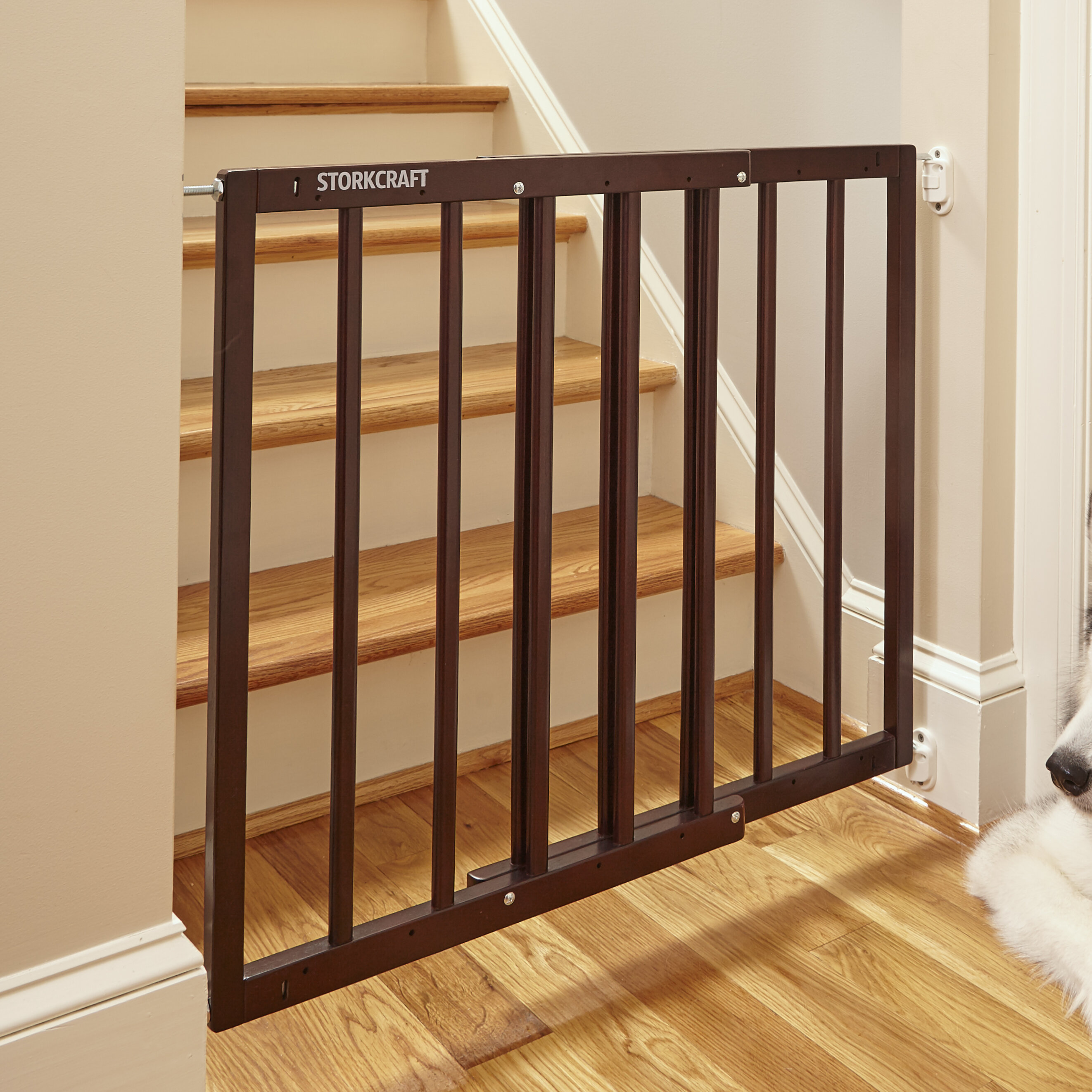 wooden walk through baby gate