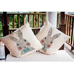 Set of 2 Happy Easter Day Pink Flower Colored Egg Flower Butterfly Blessing Gift Cotton Linen Square Throw Waist Pillow Case Decorative Cushion Cover Pillowcase Sofa 18x 18