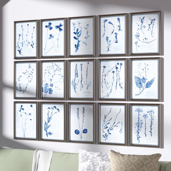 'Floral' 15 Piece Framed Gallery Wall Set on Glass & Reviews | Birch Lane