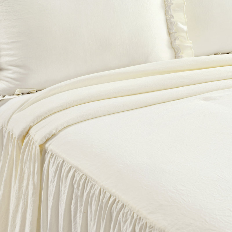 One Allium Way Jadyn Shabby Elegance Ruffle Lace 3pc Bedspread Set Reviews Wayfair