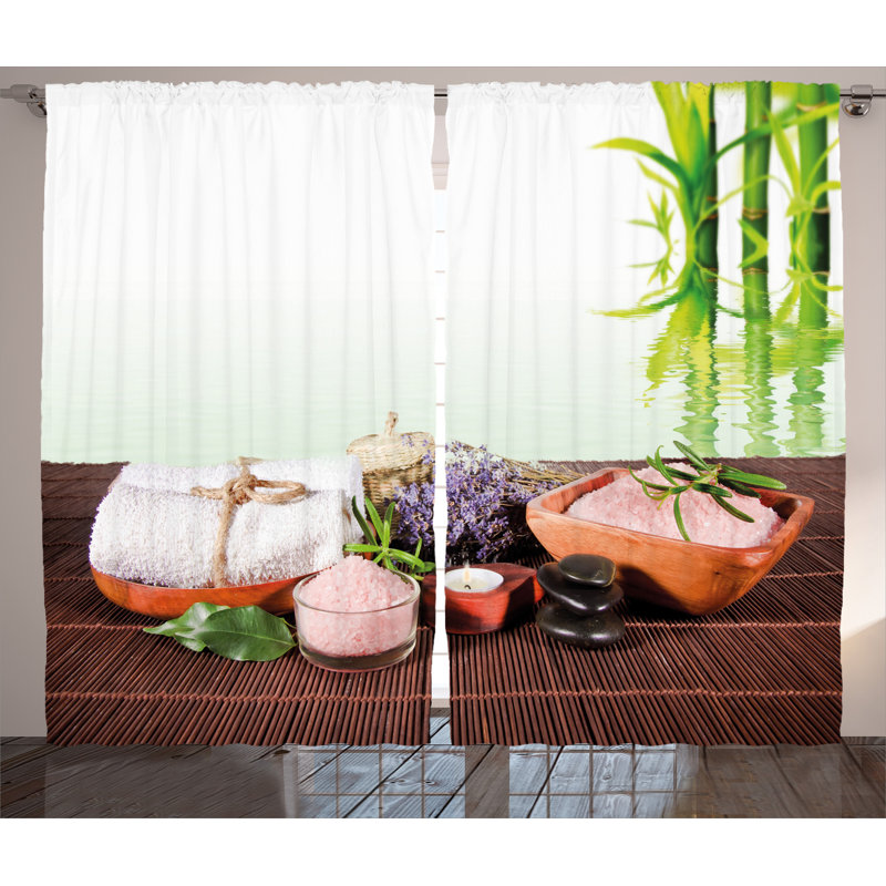 East Urban Home Spa Bamboo Background With Towel Flowers Candle