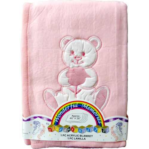 Acrylic Mink Blanket Teddy Pink