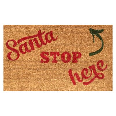 Santa Stop Here Christmas Coir 30 In X 18 In Non Slip Outdoor Door Mat