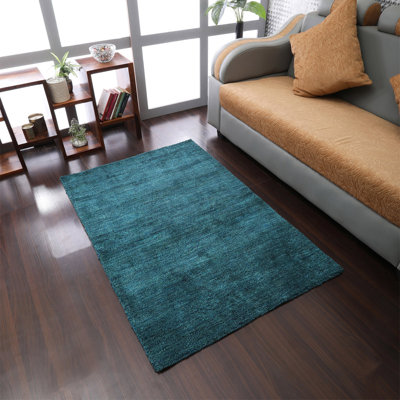 Saddlebrooke HAND KNOTTED LOOM SILK ECO-FRIENDLY AREA RUGS  - Light Blue Color | Solid Design | Area Rugs for living room, Bedroom
