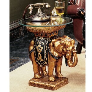 elephant side table with glass top