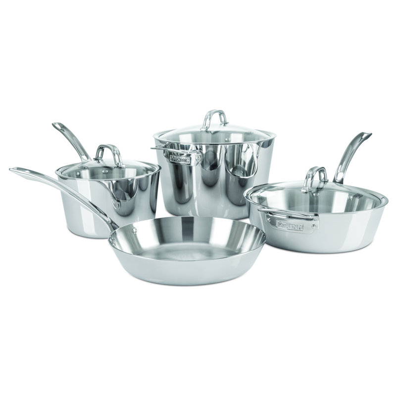 Viking Contemporary 3-Ply Stainless Steel Cookware Set 7 Piece 4513-3S07
