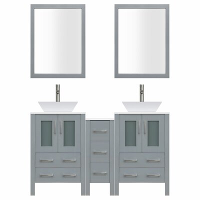 Modern 72 Double Bathroom Vanity Set With Mirror Lesscare Base