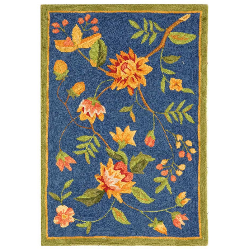 August Grove® Kinchen HandHooked Wool Blue Area Rug & Reviews Wayfair