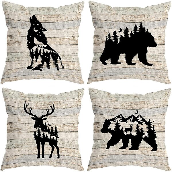 Animal Wolf Pattern Linen Pillowcase Sofa Cushion Cover Square Home Decor 18''