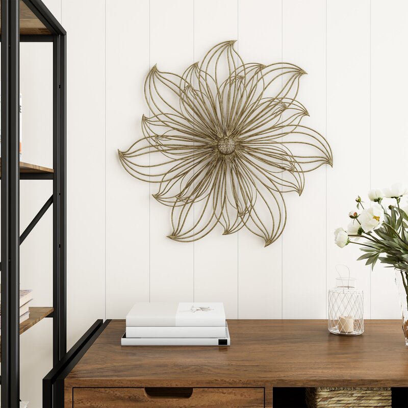 Winter Floral Wall Decorations - Wire Flower Metal Wall Décor