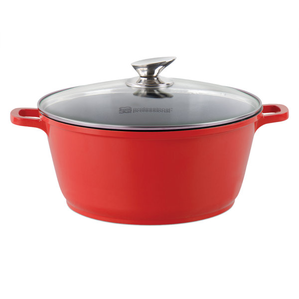 20 cm, Blue 100% PFOA Free Marble Coated Non Stick Die-Casting Casserole Dish Pot Pan with Glass Lid & Silicon Handle 