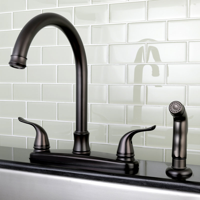 Kingston Brass Yosemite Double Handle Kitchen Faucet With Side