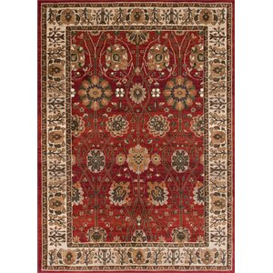 Woodson Floral Red Rust Area Rug