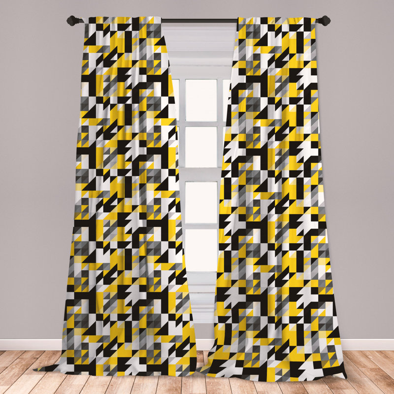 East Urban Home Ambesonne Yellow And White Window Curtains