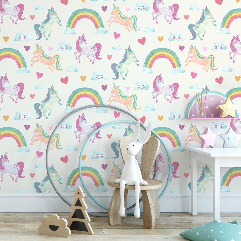 Zoomie Kids Judy Unicorn Wonderland 33 L X 20 5 W Wallpaper Roll