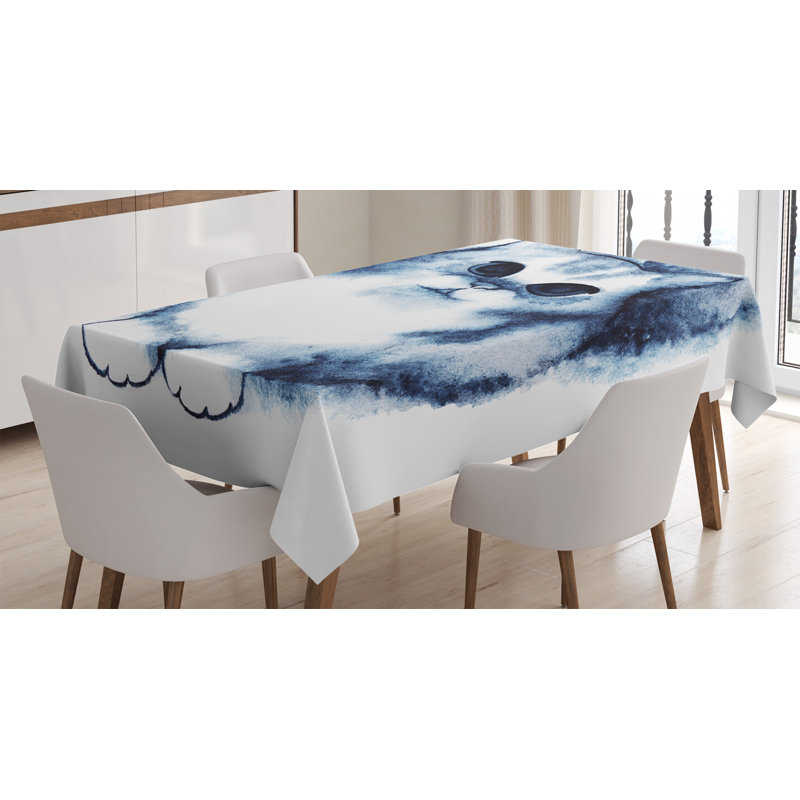 East Urban Home Ambesonne Navy Blue Tablecloth Kitty Paint With Distressed Color Features Fluffy Cat Best Companion Ever Rectangular Table Cover For Dining Room Kitchen Decor 52 X 70 Grey White