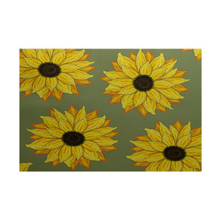 Eulalia Sunflower Power Flower Print Green Outdoor Indoor/Outdoor Area Rug by August Grove Cool