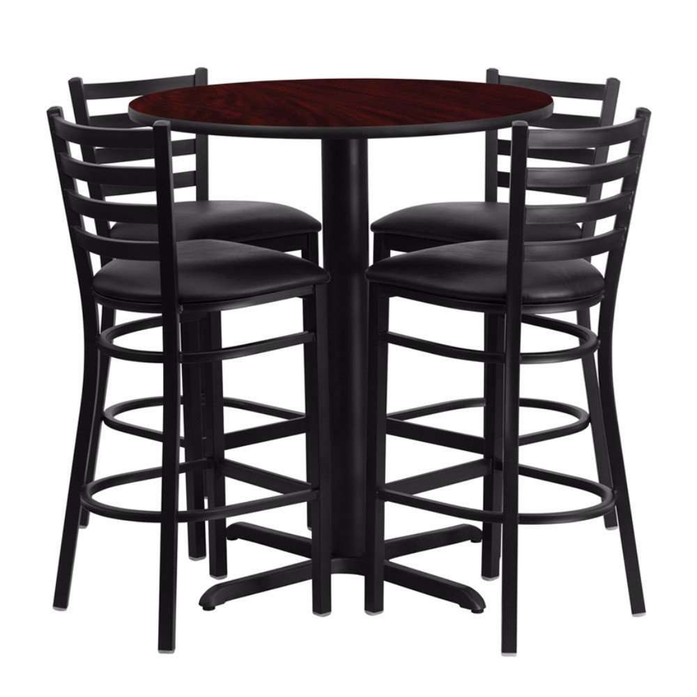 Red Barrel Studio Alvarez Modern Round Laminate 5 Piece Upholstered Pub Table Set Wayfair