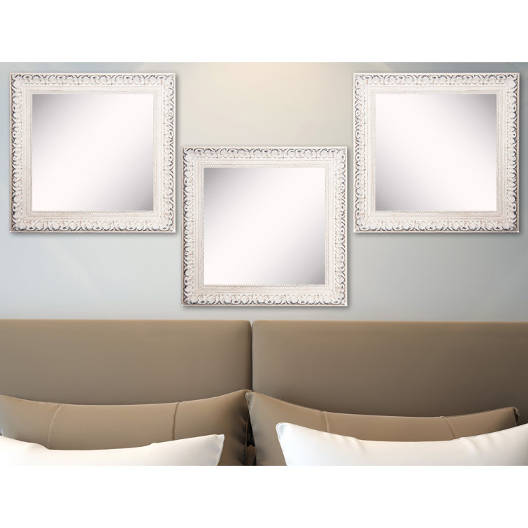 3 Piece Vinson French Victorian Modern & Contemporary Distressed Wall  Mirror Set