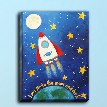 Dianochedesigns Love You To The Moon Rocket By Njoy Art Painting