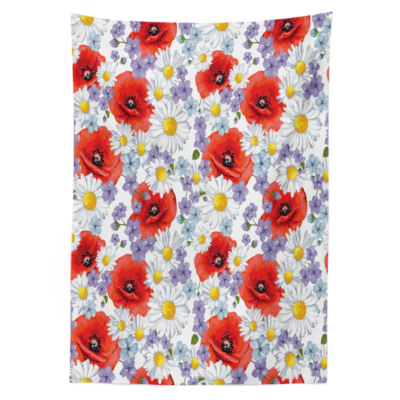 East Urban Home Ambesonne Flower Tablecloth Purple Flowers Poppy