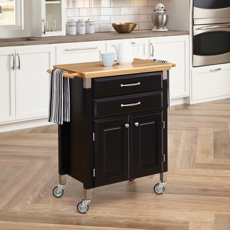 Charlton Home Hamilton Kitchen Cart With Wood Top Reviews Wayfair