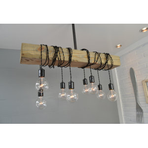 Wood Beam 8-Light Cascade Pendant