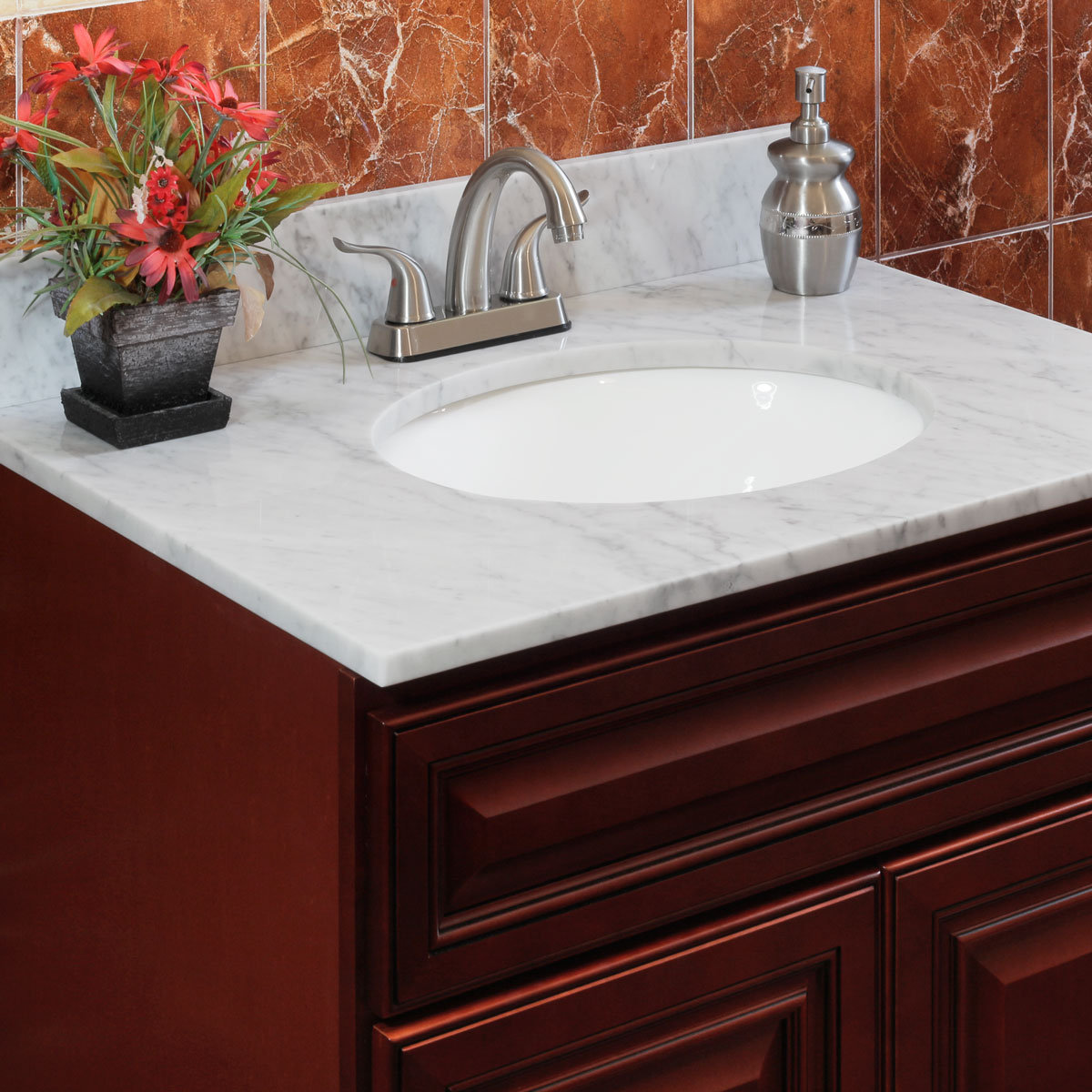 Cara White 61 Double Bathroom Vanity Top Cara White 61 Double Bathroom Vanity Top