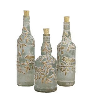 3 Piece Azur Glass Decorative Bottles