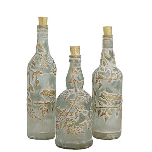 3 Piece Azur Glass Decorative Bottles