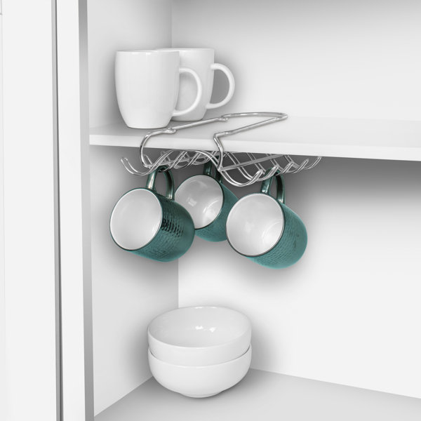 IDS Multi-function Coffee Mug Hooks Metal Hanger Rack Hanging Storage Shelf for Cabinet Wardrobe 2 Pack